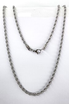 RVS Set Zilverkleurige twisted ketting met armband