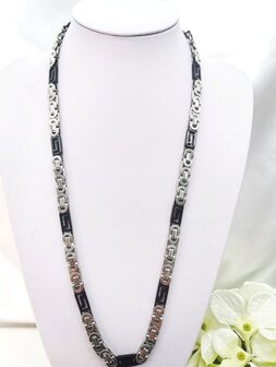 Koningsketting RVS Bi-color platte 70 cm