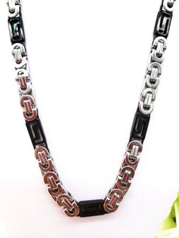 Koningsketting RVS Bi-color platte 70 cm