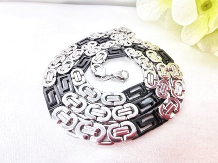 Koningsketting RVS Bi-color platte 70 cm