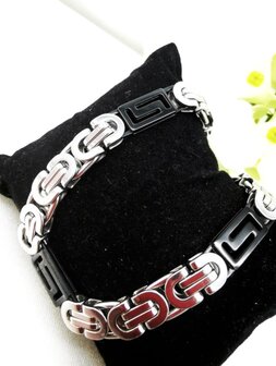 Armband Koningschakel RVS Bi-color platte L 22-24cm