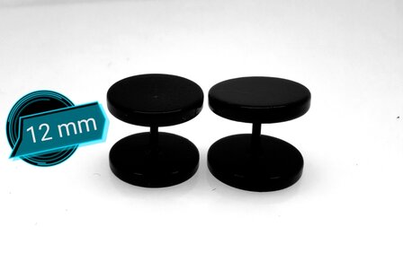 Zwarte Studs-oorbellen-&Oslash; 10 -12 mm cool-gitzwarte coating -cool-als fake plugs.