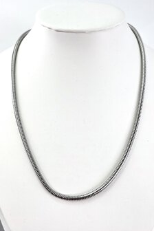 Runde Schlangenkette aus Edelstahl, silberfarben, L&auml;nge 45 cm