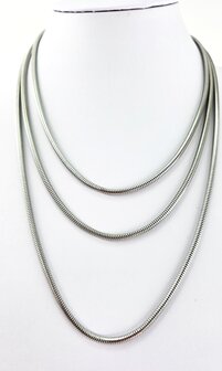 Runde Schlangenkette aus Edelstahl, silberfarben, L&auml;nge 45 cm