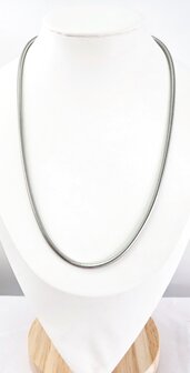 Runde Schlangenkette aus Edelstahl, silberfarben, L&auml;nge 50 cm