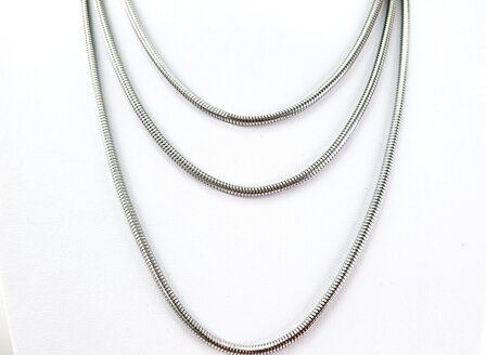 Runde Schlangenkette aus Edelstahl, silberfarben, L&auml;nge 50 cm