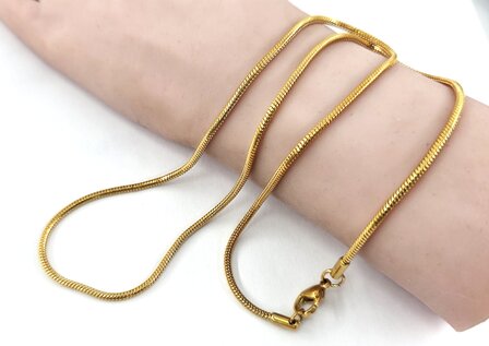 Halskette aus Edelstahl mit Schlangenmotiv, goldfarben, L&auml;nge 45 cm, Breite 2 mm