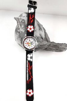 KinderHorloge | 3D Voetbal zwart | Siliconen