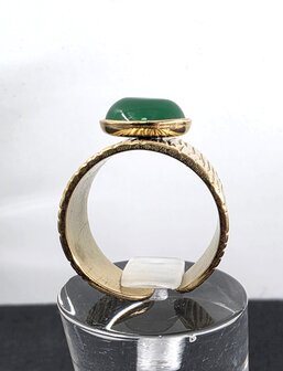 Edelstahlring mit Achat-Edelstein, gr&uuml;n-goldfarben, verstellbar