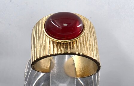 Ring aus Edelstahl mit Achat-Edelstein, rotgoldfarben, verstellbar