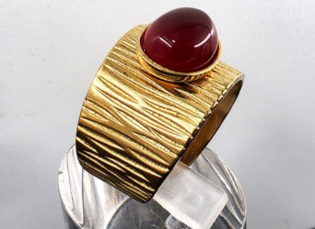 Ring aus Edelstahl mit Achat-Edelstein, rotgoldfarben, verstellbar