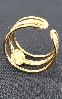 Edelstahlring mit t&uuml;rkisfarbenem, goldfarbenem Edelstein