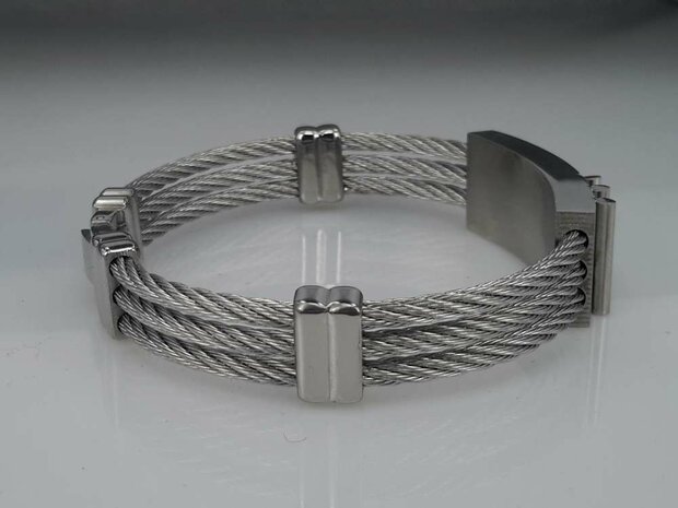 Edelstaal Armband 3 kabel, plaat, 3 staafjes