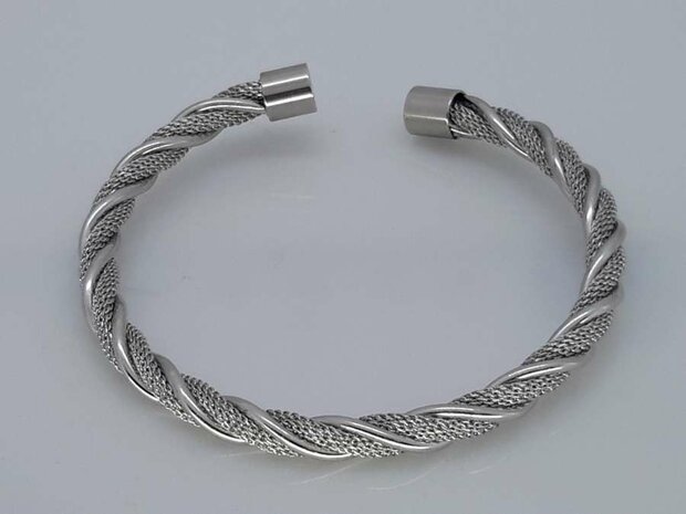 Slaven-Armband, kabel & mesh gedraaid, buigbaar, edelstaal
