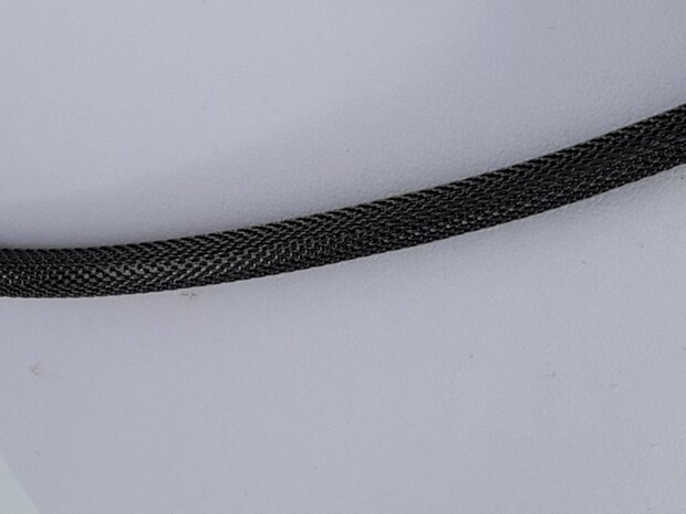 ketting & armband zwart, mesh, edelstaalset