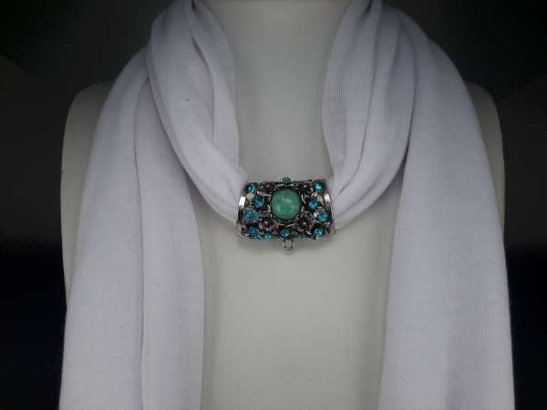Koppelstuk voor sjaalhanger: metaal met turquoise gem-steen