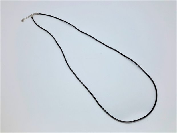 2x zwart rubber leren ketting: lengte 80 & 90 cm