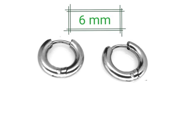 Mini Oorringen 6mm - Chirurgisch staal – Zilverkleur,