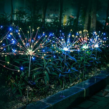 Gekleurde Dandelion 40 Spriet, solar LED-lamp voor in de tuin of op het balkon