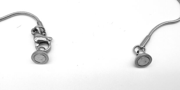 RVS 5 x Magneet sluiting- rond zilver- Ø6mm- Sieraden sluiting- magneet slotjes.