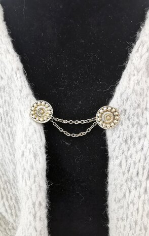 Clips met dubbel ketting Zeeuwse knoop goudkleurig.