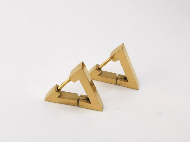Driehoek - oorbellen - goudkleurig - RVS 