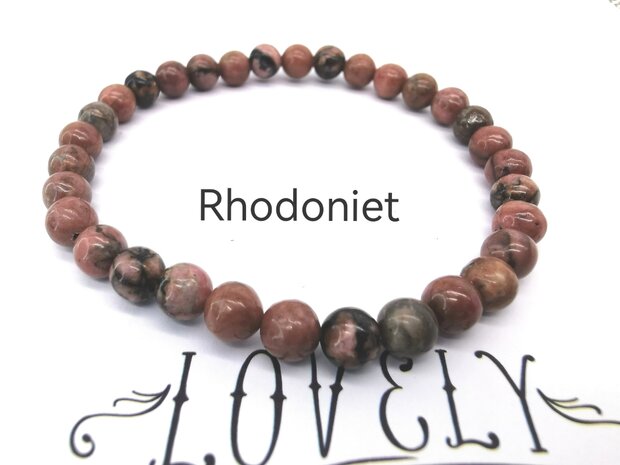 Rhodoniet – 6mm Kralen Armband
