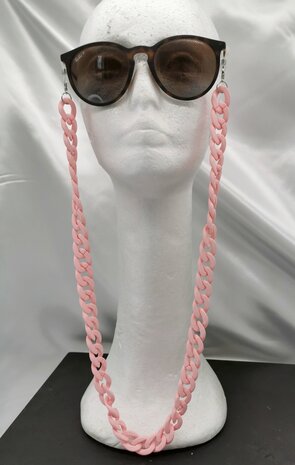 Trendy 2 in 1 Zonnebril / Ketting - Brillenkoord  Acryl schakelketting -L70 cm  mat light pink