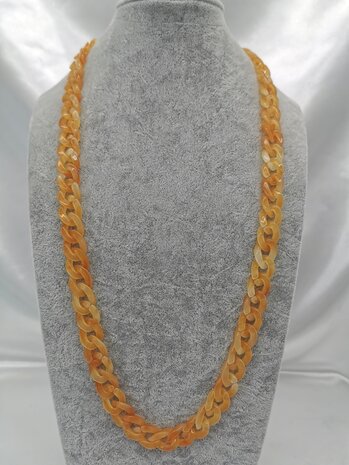 Trendy 2 in 1 Zonnebril / Ketting - Brillenkoord  Acryl schakelketting -L70 cm geel gemêleerd