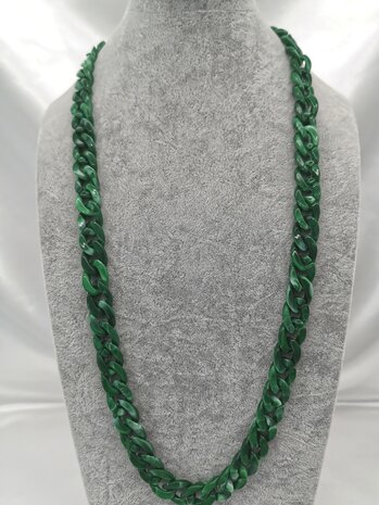 Trendy 2 in 1 Zonnebril / Ketting - Brillenkoord  Acryl schakelketting -L70 cm Groen gemêleerd