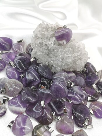 Amethyst, Edelsteinanh&auml;nger, Herzform.