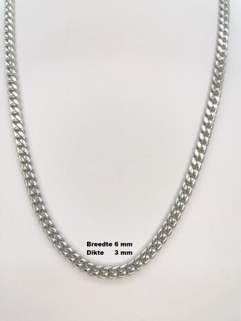 RVS ketting zilverkleurig Gourmet schakel Br 6mm.