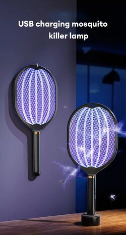 Elektrische vliegenmepper/vanger, ultraviolet ledlamp, staand, handgehouden of hangend, usb