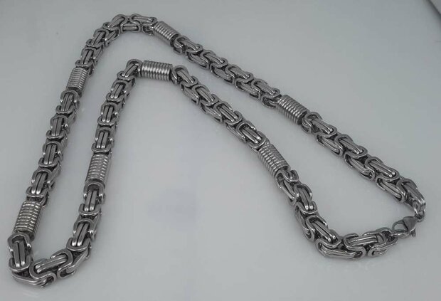 Edelstaal Konings- Armband & Ketting, rechthoekig, lange schakel