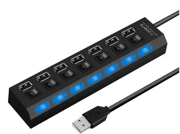 7 poort USB 2.0 hub, high speed