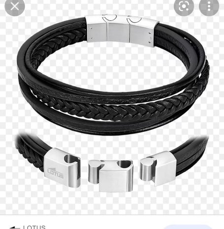 Zwarte leren armband stijl 5 in 1 gevlochten met dubbel sluiting.