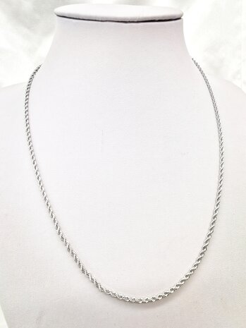 RVS zilverkleurig Twisted koordketting L 50 cm x D 2.5 mm