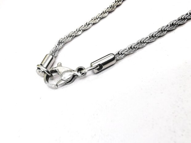 RVS zilverkleurig Twisted koordketting L 50 cm x D 2.5 mm