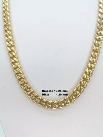 RVS ketting goudkleurig Cubaanse schakel Lengte 60 cm