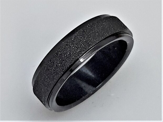 Schöner Damen Edelstahl Stardust schwarzer Ring, Größe 17 bis 21