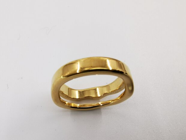 Ring, Goldfarben, Edelstahl, Mittelöffnung. 