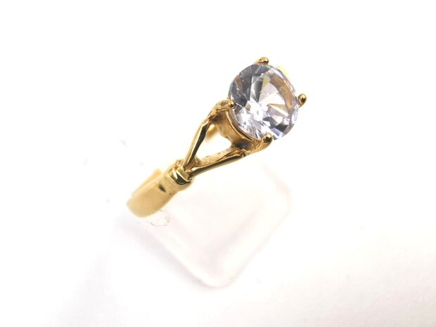 Damen ring aus Edelstahl goldfarben mit Zirkonia, Größe 16 bis 19