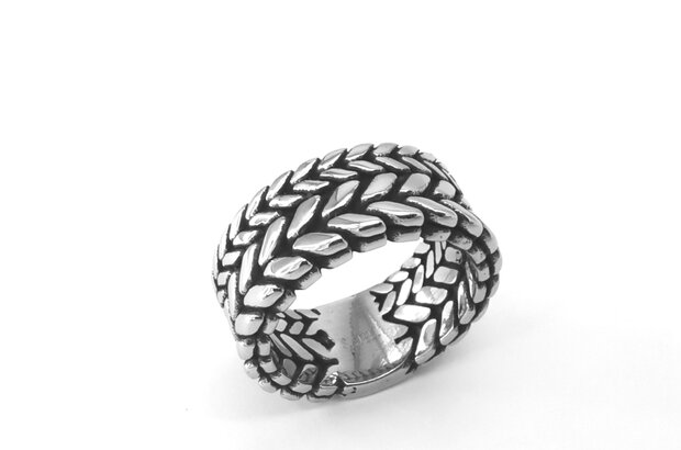 Tough - stainless steel Double ring - double braided - design - motif. 