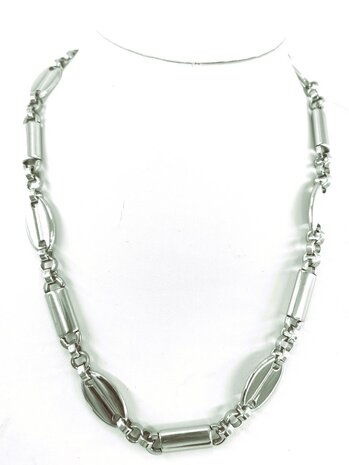 Set: RVS heren Ketting L 56 cm met armband L 23 cm.