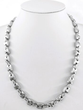 Stoere Edelstaal heren ketting, L 56 cm.