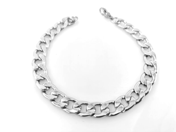 Gourmet-Gliederarmband aus Edelstahl Br 8 mm.