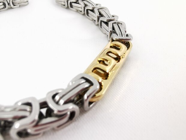 Armband of king link necklace with bracelet, bicolor, stainless steel.