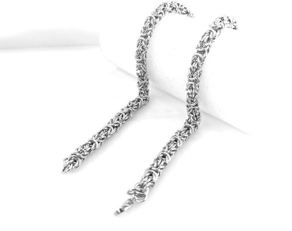 Men's Steel chain with Double Links with King's motif L 60 cm