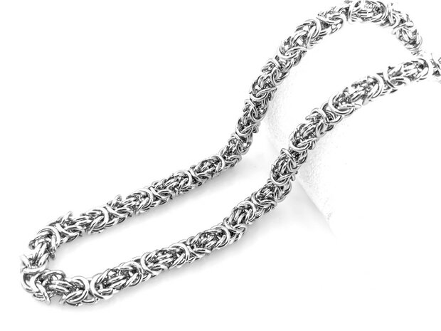 Men's Steel chain with Double Links with King's motif L 60 cm