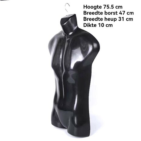 5 x Torso mit Haken, männlich – Schwarz – Polypropylen.